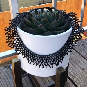 Black Bead Choker Elegant Collar Dramatic Necklace